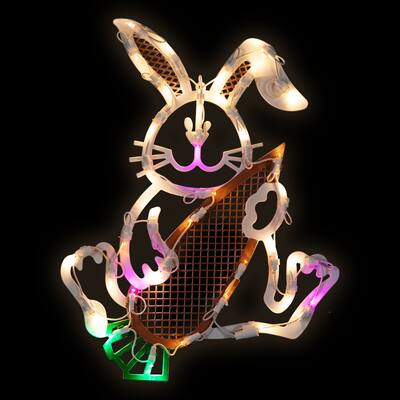 LED Lighted Easter Bunny Window Decoration - 18"