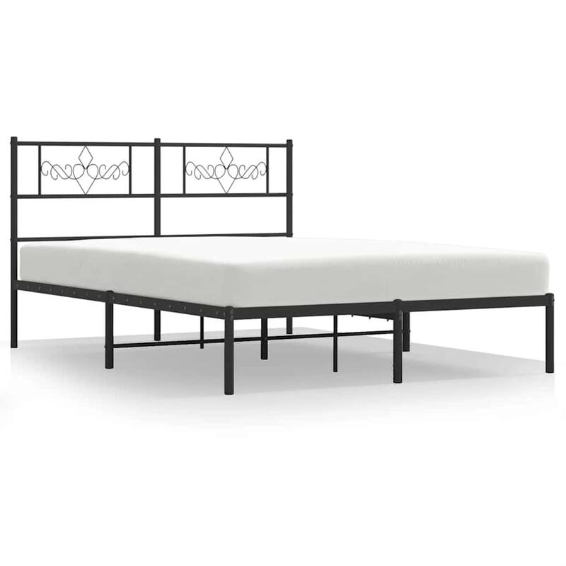 vidaXL 12 Inches Black Queen Metal Bed Frame No Mattress - 81.5" x 61.4" x 35.4"