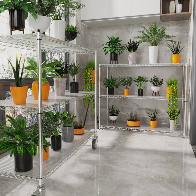 6 Tier Iron+Plastic Wire Shelving Unit; Heavy Duty, NSF Height Adjustable with Wheels - 204882