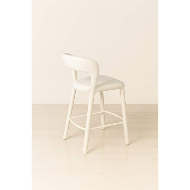 Set Of 2 Faux Leather Counter Height Stools Cream White