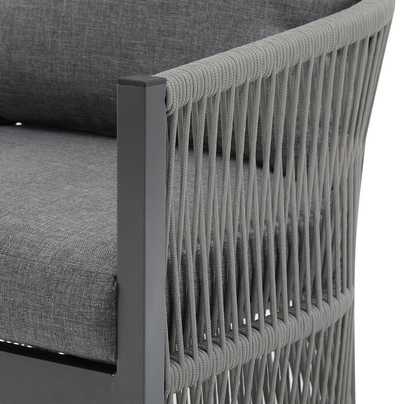 Outdoor Aluminum Lounge Chair with Rope-Weave Design