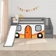 preview thumbnail 37 of 62, Max and Lily Classic Twin Low Loft with Stairs, Easy Slide and Curtain Grey, Orange