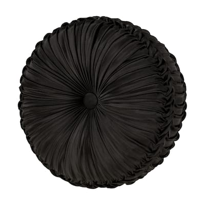 La Boheme Onyx Tufted Round Throw Pillow
