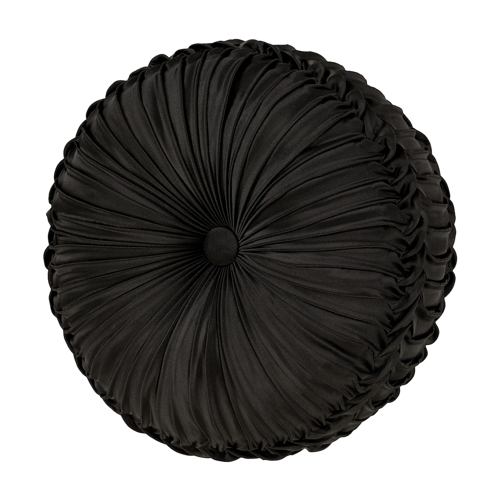 J. Queen New York La Boheme Onyx Tufted Round Throw Pillow