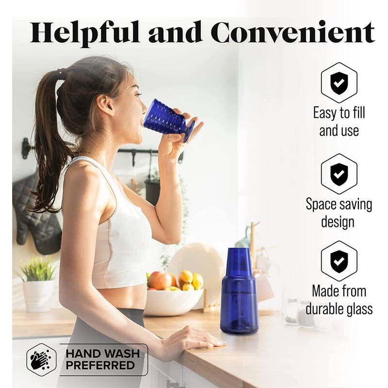 American Atelier Bedside Water Carafe with Footed Glass/Lid