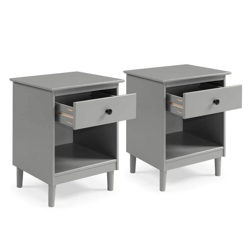 Walker Edison Bullrushes 1-Drawer Solid Wood Nightstand (Set of 2)