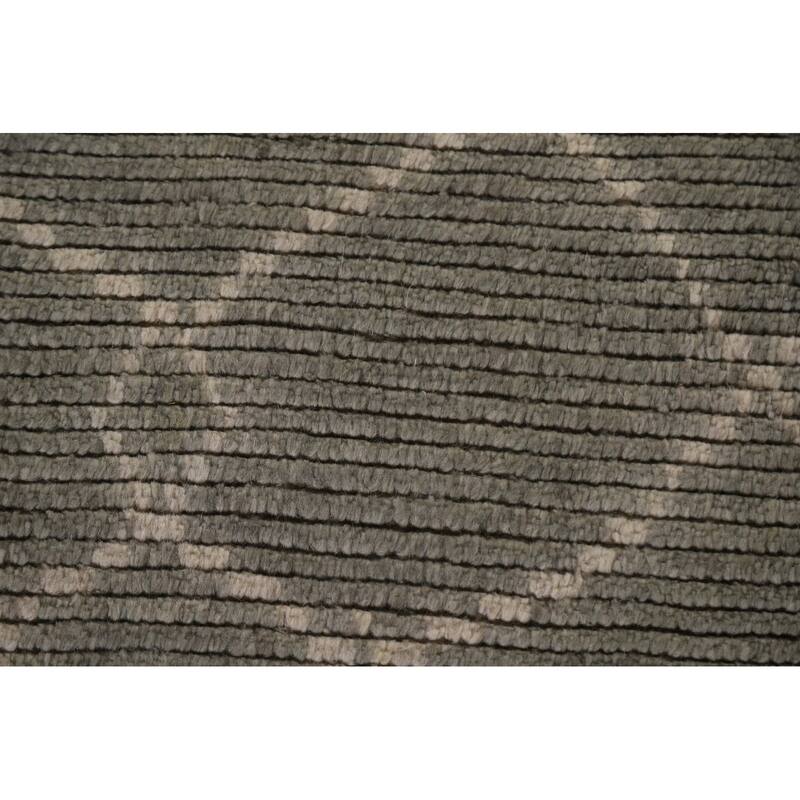 Hand Knotted Oriental 100% Wool Carpet Modern Trellis Greys & Charcoal Moroccan Area Rug - 8' 2'' X 5' 10''