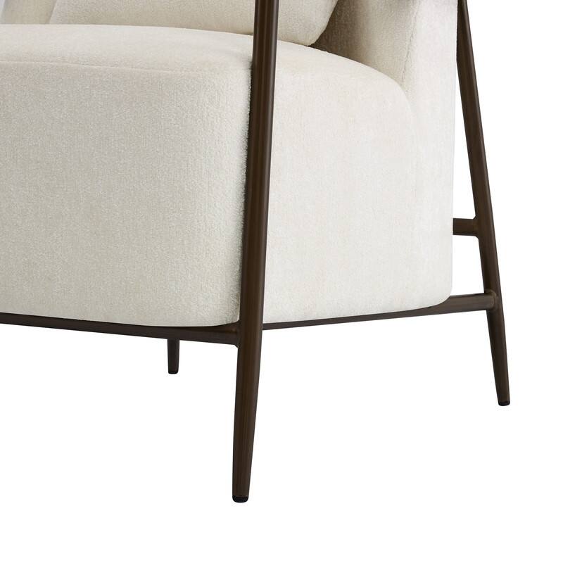 Spruce & Spring Anthony Modern Upholstered Faux Sherpa Chair with Wood Arms&Metal Legs
