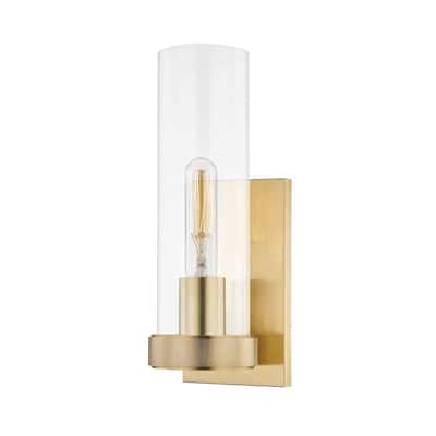 Hudson Valley Briggs 1-Light Wall Sconce with Clear Glass Shade