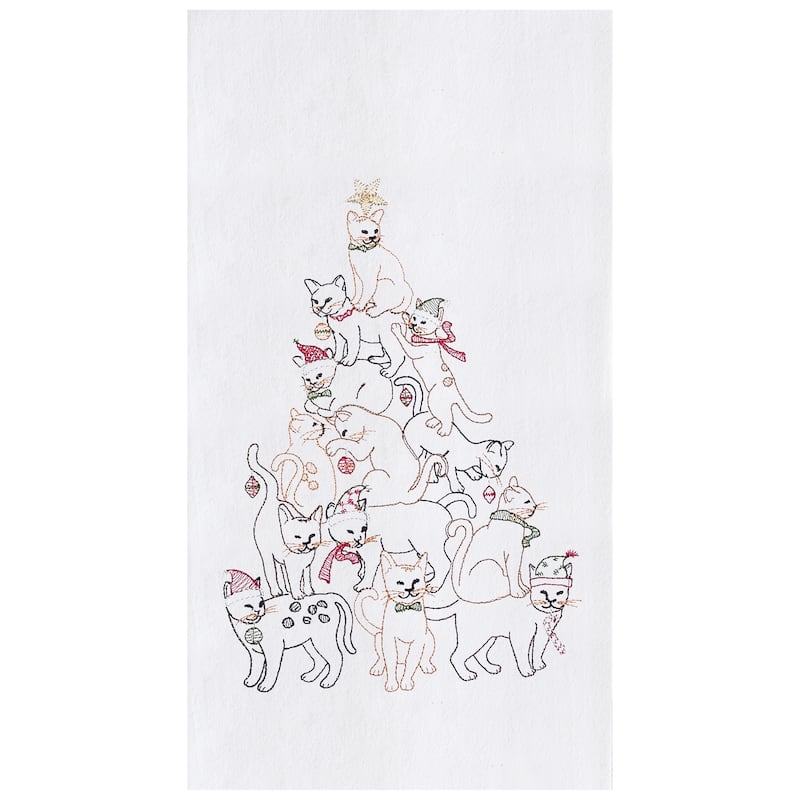 Cat Christmas Tree Towel Set of 2