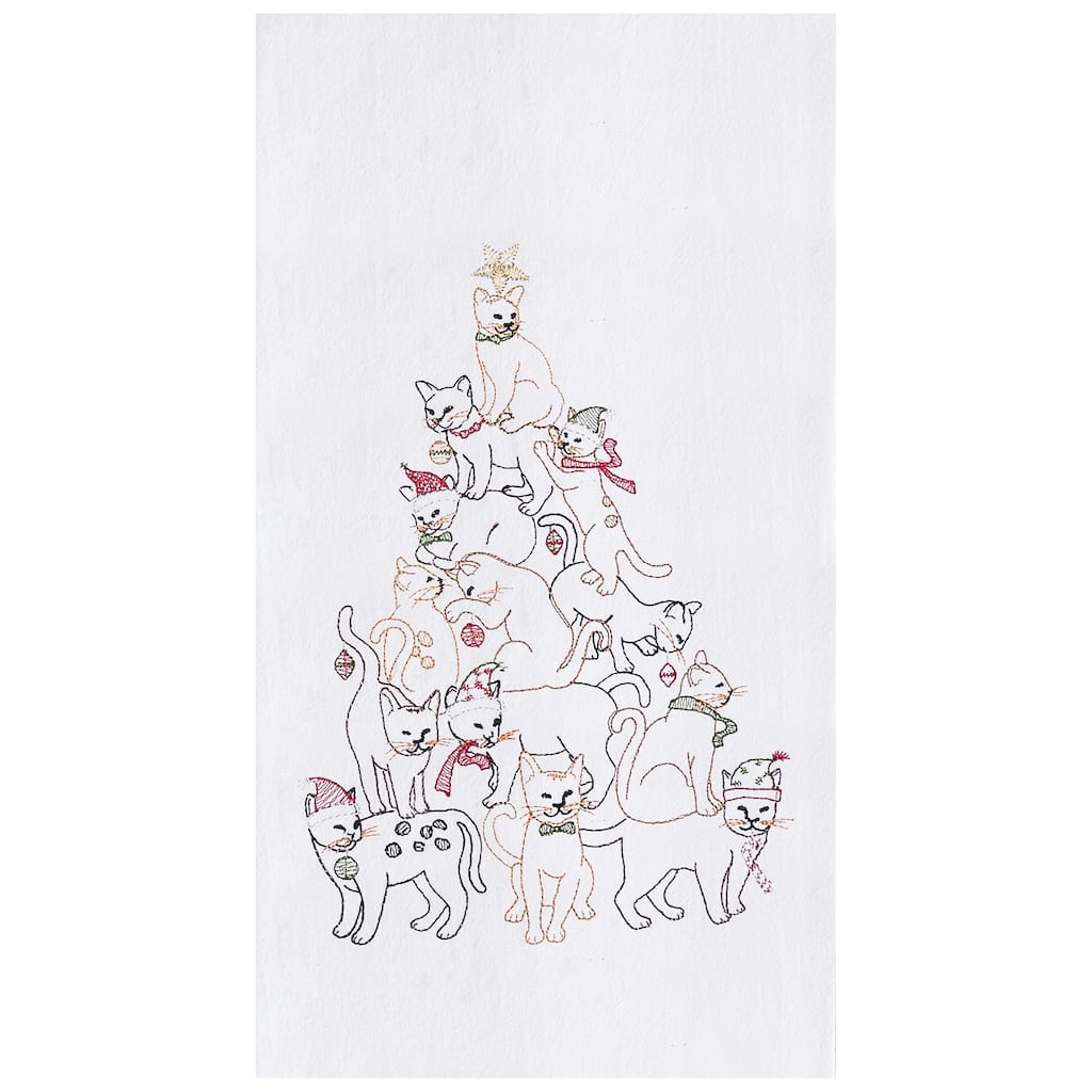Cat Christmas Tree Towel Set of 2