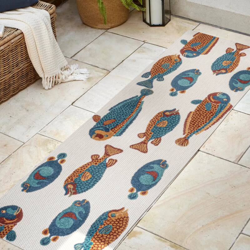JONATHAN Y Aranciata Modern Fish High-Low Indoor/Outdoor Area Rug