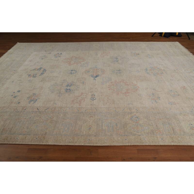Vegetable Dye Oushak Turkish Rug Handmade Wool Carpet - 9'3"x 12'5"