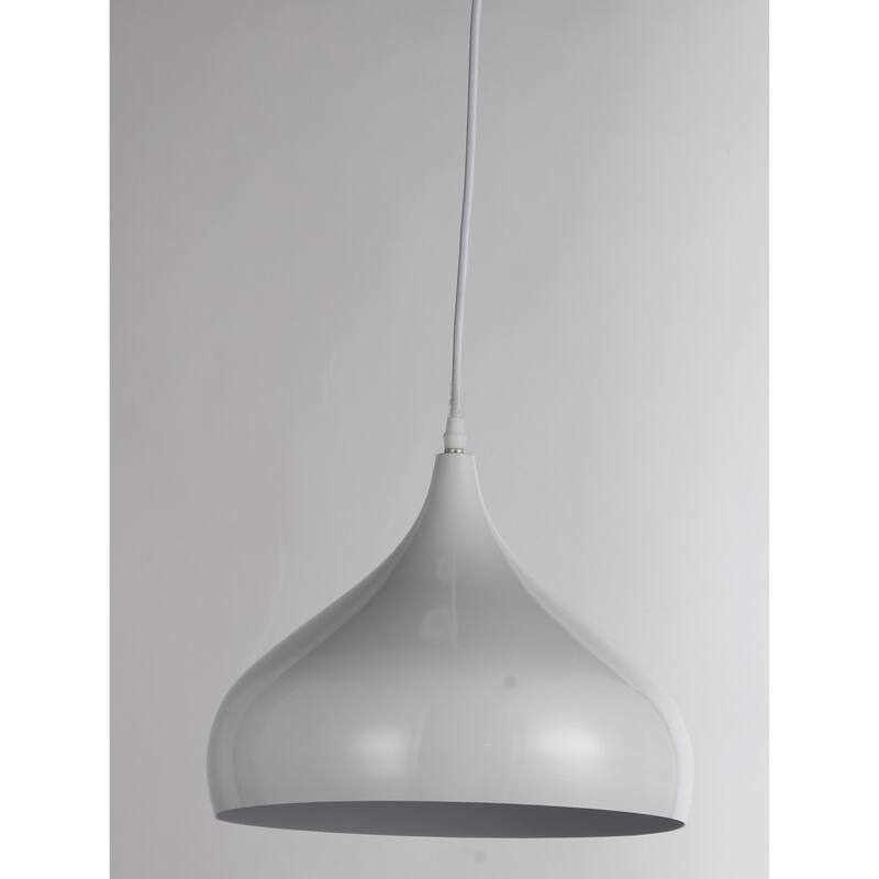 Modern Pendant Light - 1-Light White Hanging Lamp for Kitchen Island Dining Room - 9.5