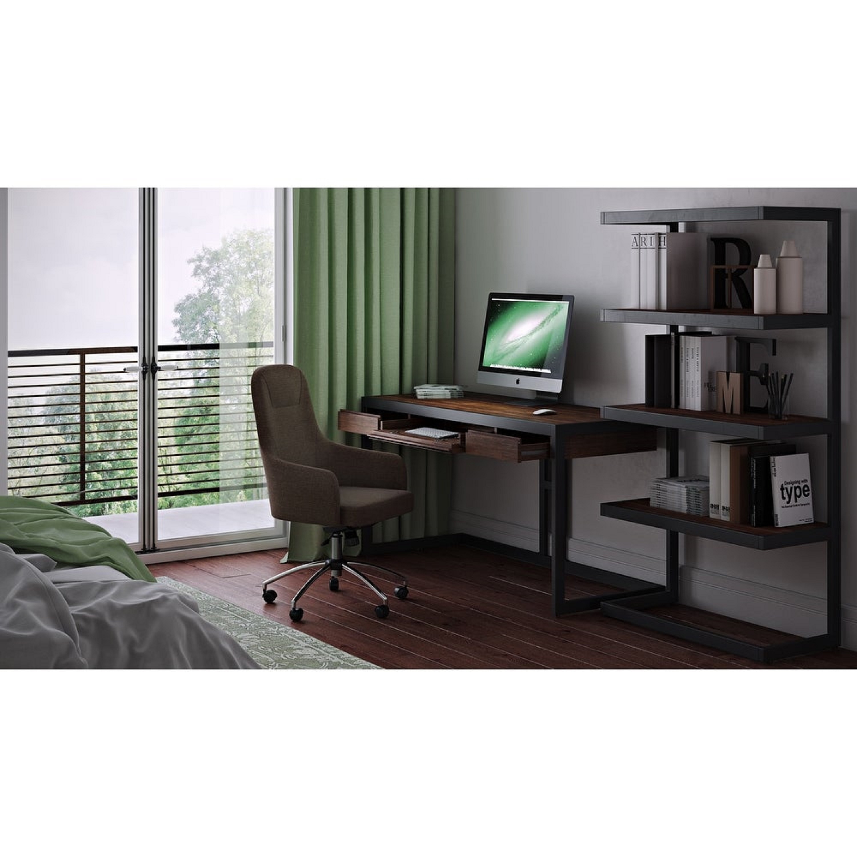 Wyndenhall cecilia solid acacia wood modern hot sale industrial 60 inch wide writing office desk