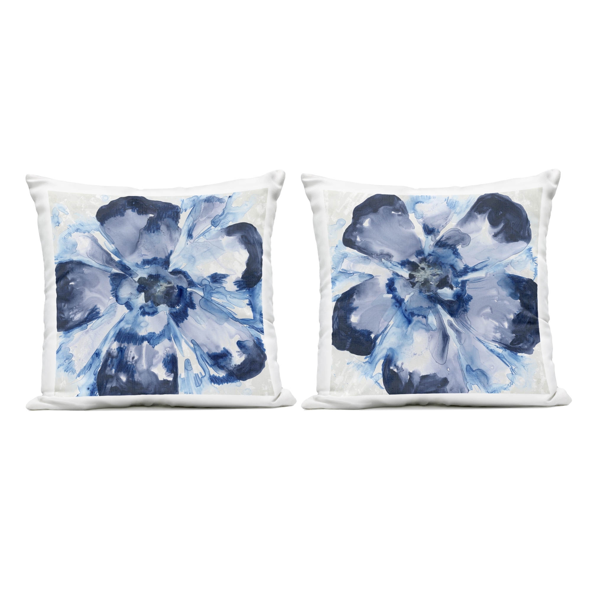 Stupell Blue Glass Blossoms Printed Outdoor Throw Pillow Design by June Erica Vess (Set of 2)