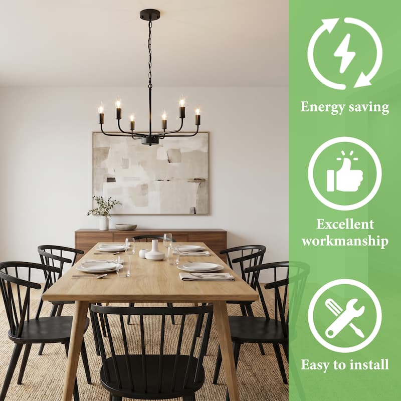 6-Light Rustic Industrial Modern Ceiling Pendant Light, Adjustable Hanging Lamp Fixtures for Dining Room Kitchen Bedroom