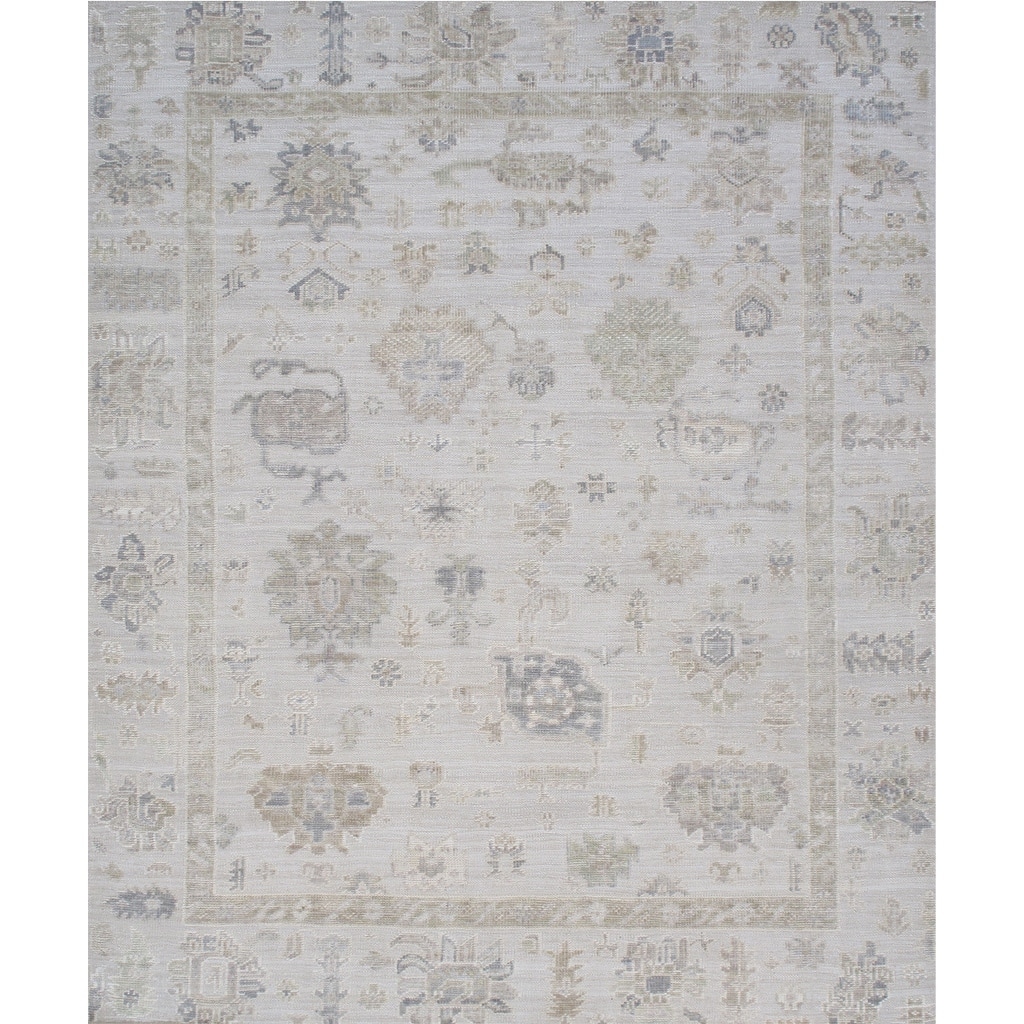 Pasargad Home Oushak Hand-Knotted Beige/Cream Wool Area Rug