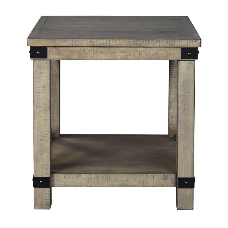 24 in. Gray Rectangle Wood End Table, Sturdy Build End Side Table for Living Rooms