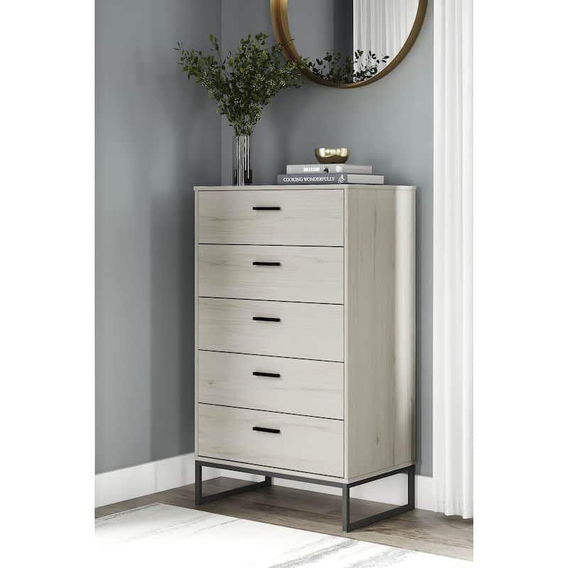 Signature Design by Ashley Socalle Light Natural/Black 5 Drawer Chest - Black - 5-drawer