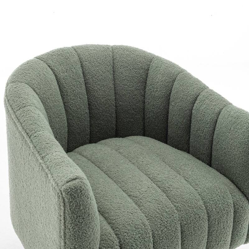 SEYNAR Modern Glam Velvet Upholstered Round Swivel Accent Barrel Chair