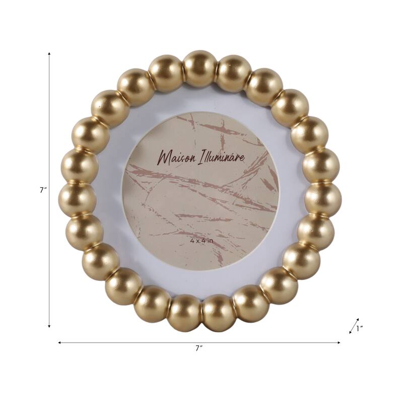 Gold 6x6 in. Glass Matted To 4x4 Beaded Modern Photo Frame