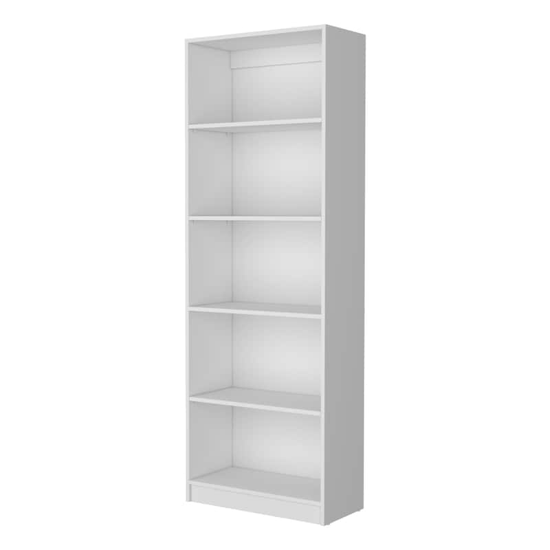HomeRoots 71" White Wood Five Tier Bookcase