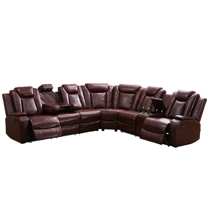 Off-White Breathing Leather 3-Piece Living Room Recliner Sofa set