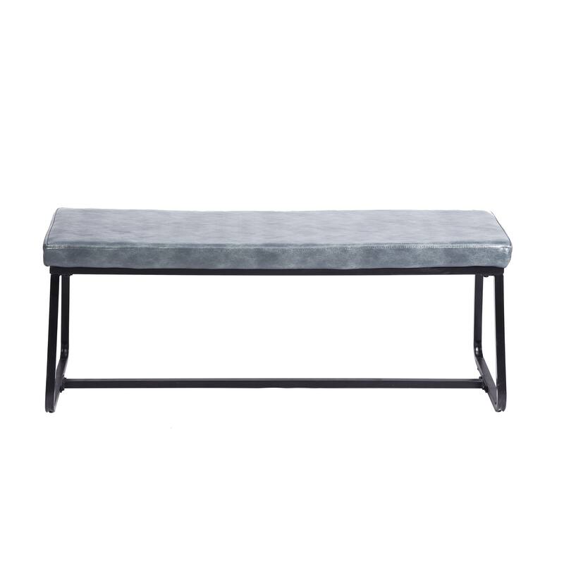 Porthos Home Remy Entryway Bench, PU Leather Upholstery, Iron Legs