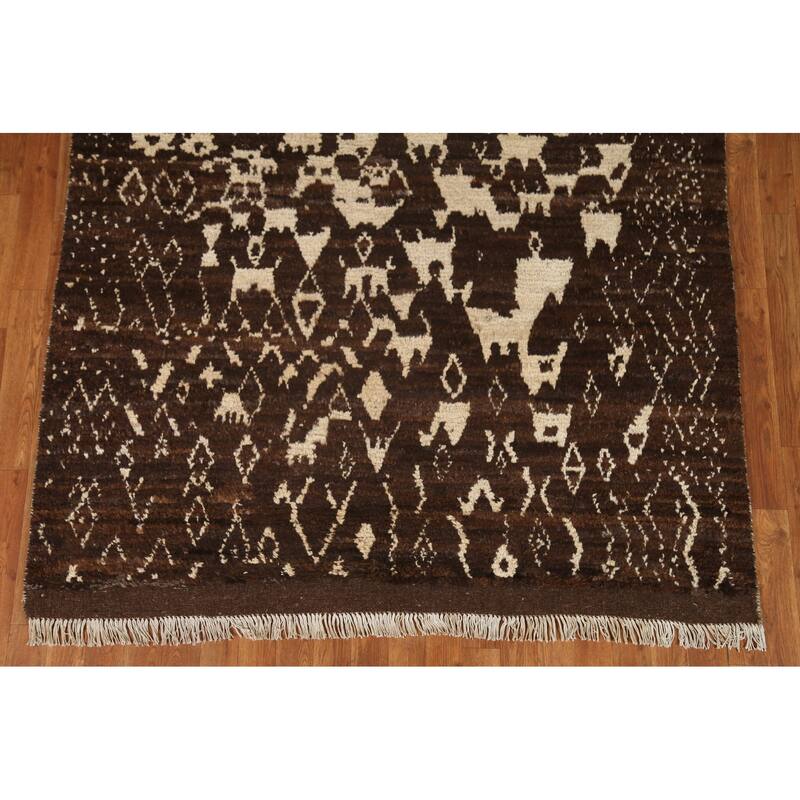 Tribal Moroccan Oriental Wool Area Rug Hand-knotted Office Carpet - 5'4" x 8'5"