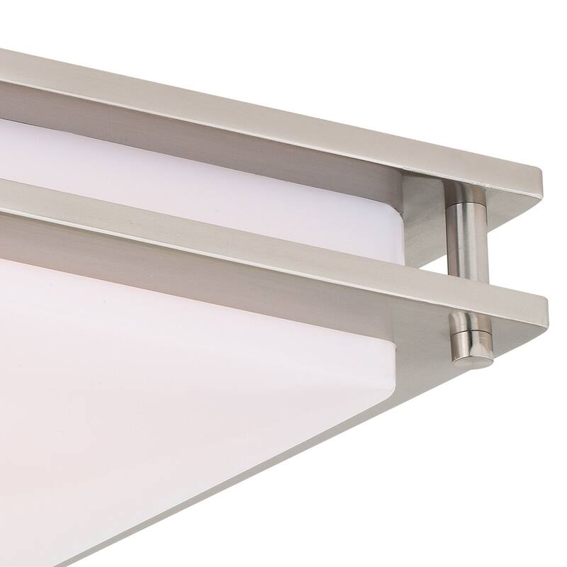 Flush Mount Ceiling Light - Satin Nickel Finish, White Shade - Modern LED Light Fixture - 3.5
