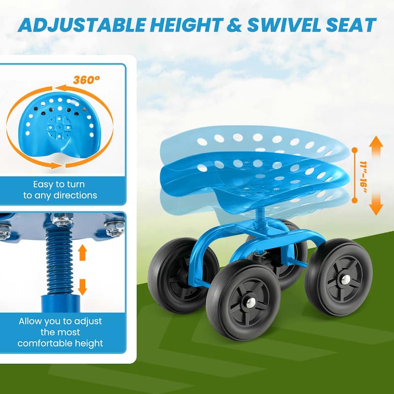 Rolling Garden Seat Garden Cart Heavy Duty Garden Seat