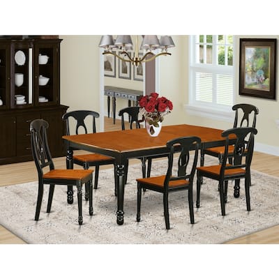 Modern Dining Set 7 Piece - Table with Butterfly Leaf & 6 Chairs - 42x78 Inch - Black Cherry Finish