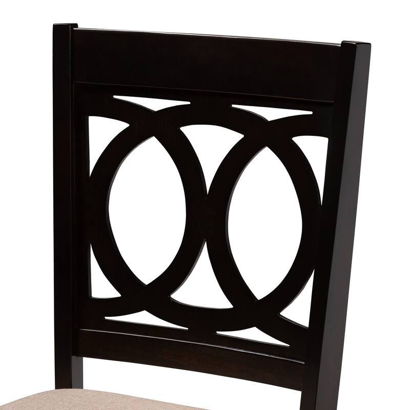 Sanne Modern Beige Fabric and Espresso Brown Finished Wood 5-Piece Dining Set