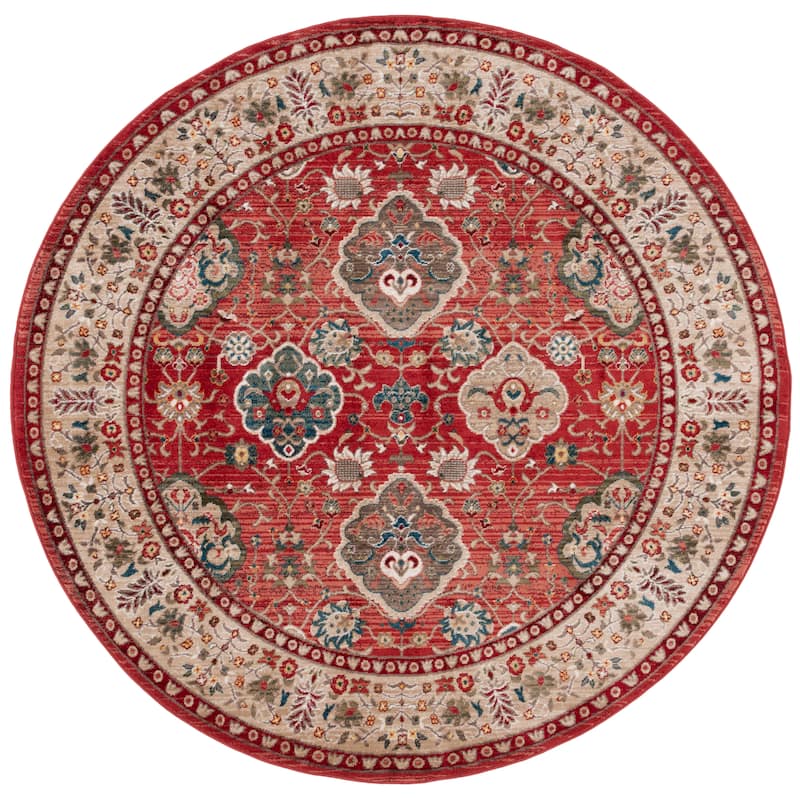 Lauren Ralph Lauren Ariel Traditional Oriental Rug - 6'7" Round - Red/Beige