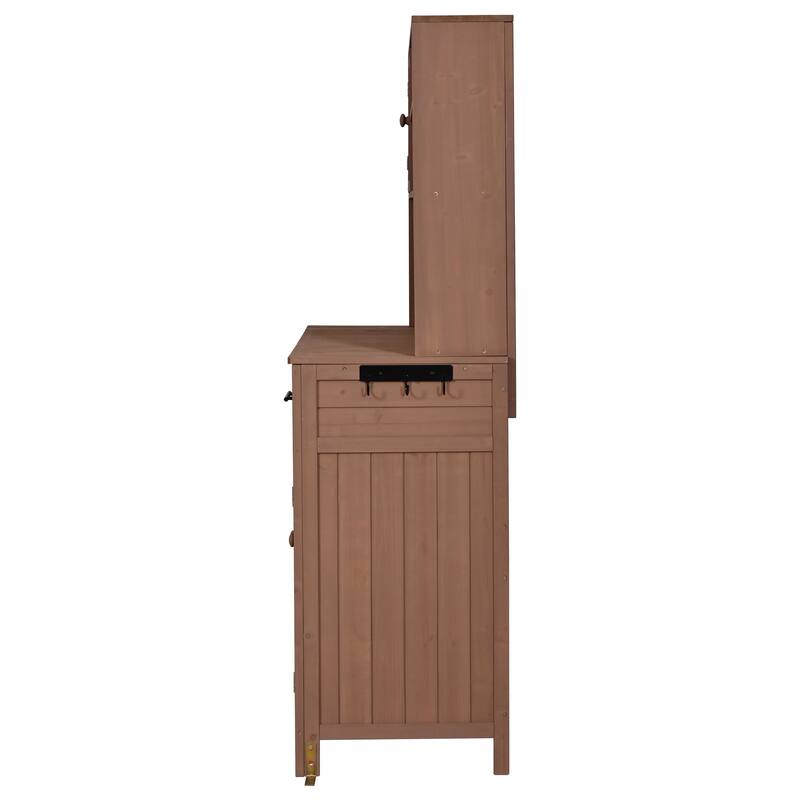 Roomfitters 65" Garden Potting Bench with Storage Hutch, Outdoor Potting Table & Prep Station, Drawer, Cabinet, Shelves