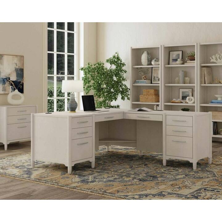 Modern Wood Bookcase with Doors, Office Shelving, Storage Cabinet, Fully Assembled, White