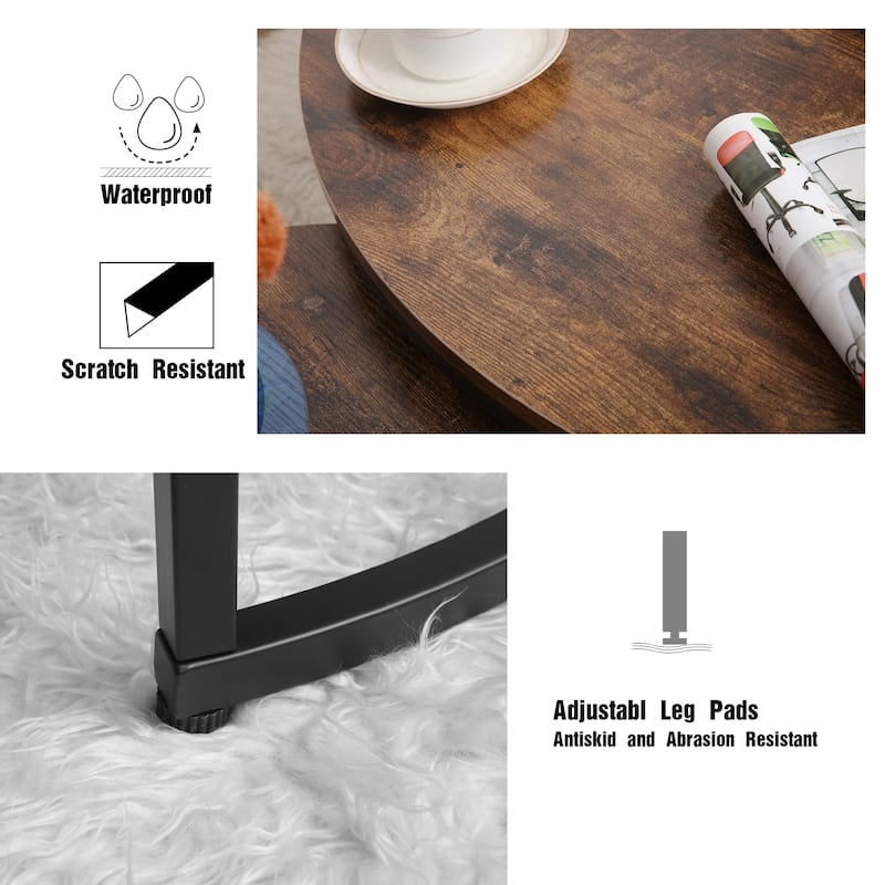 JJS Round Nesting Coffee Table Set of 2 Stacking End Tables for Living Room, Modern Cocktail & Sofa Side Tables