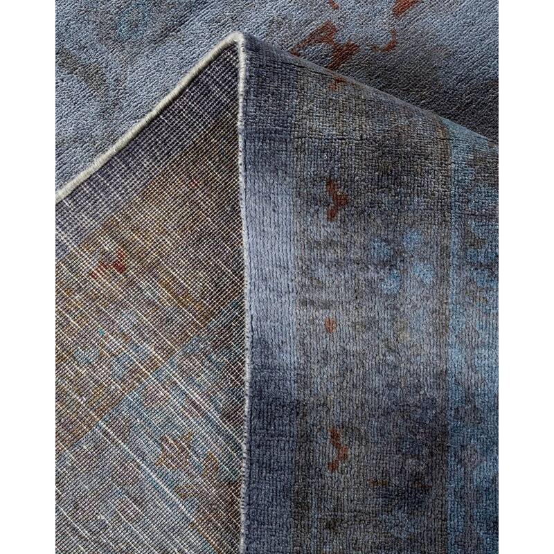 Overton Hand Knotted Wool Vintage Inspired Modern Contemporary Overdyed Gray Area Rug - 9' 1" x 12' 1"
