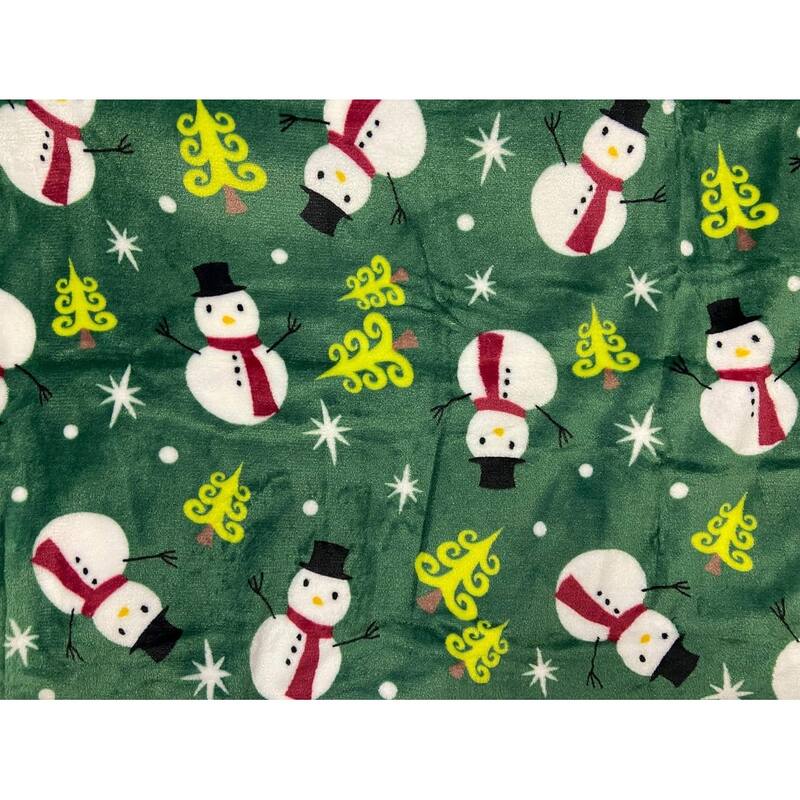 Decor&More NobleHouse Velvet Touch Holiday Throw Fleece Blanket (50" x 60") - Green Snowman