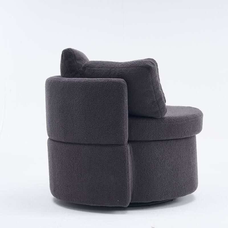 Teddy Fabric Swivel Storage Chair With Back Cushion