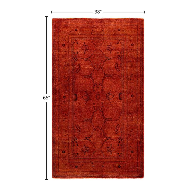Contemporary Overdyed Wool Hand Knotted Area Rug - 3' 2" x 5' 5"