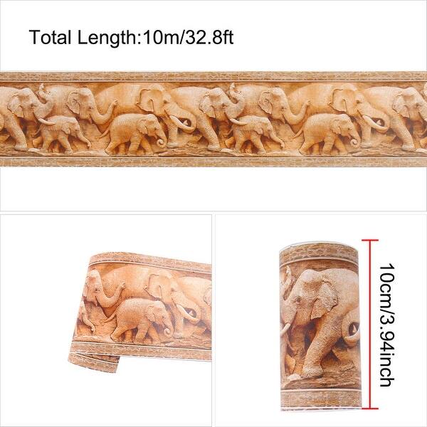 Shop 3d Wall Paper Border Self Stick Pvc Brown Elephant For Wall