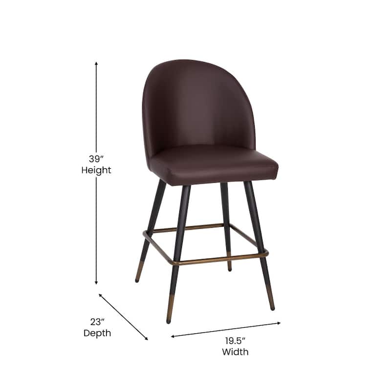 Set of 2 Upholstered Counter Stools with Steel Frames