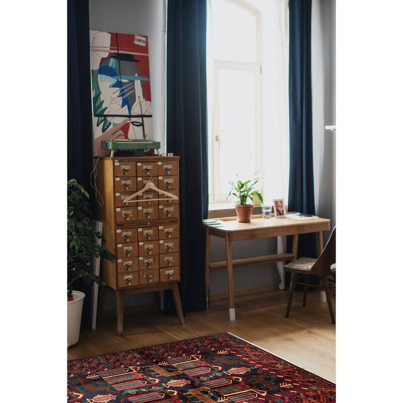 ECARPETGALLERY Hand-knotted Teimani Navy Wool Rug - 3'9 x 6'8