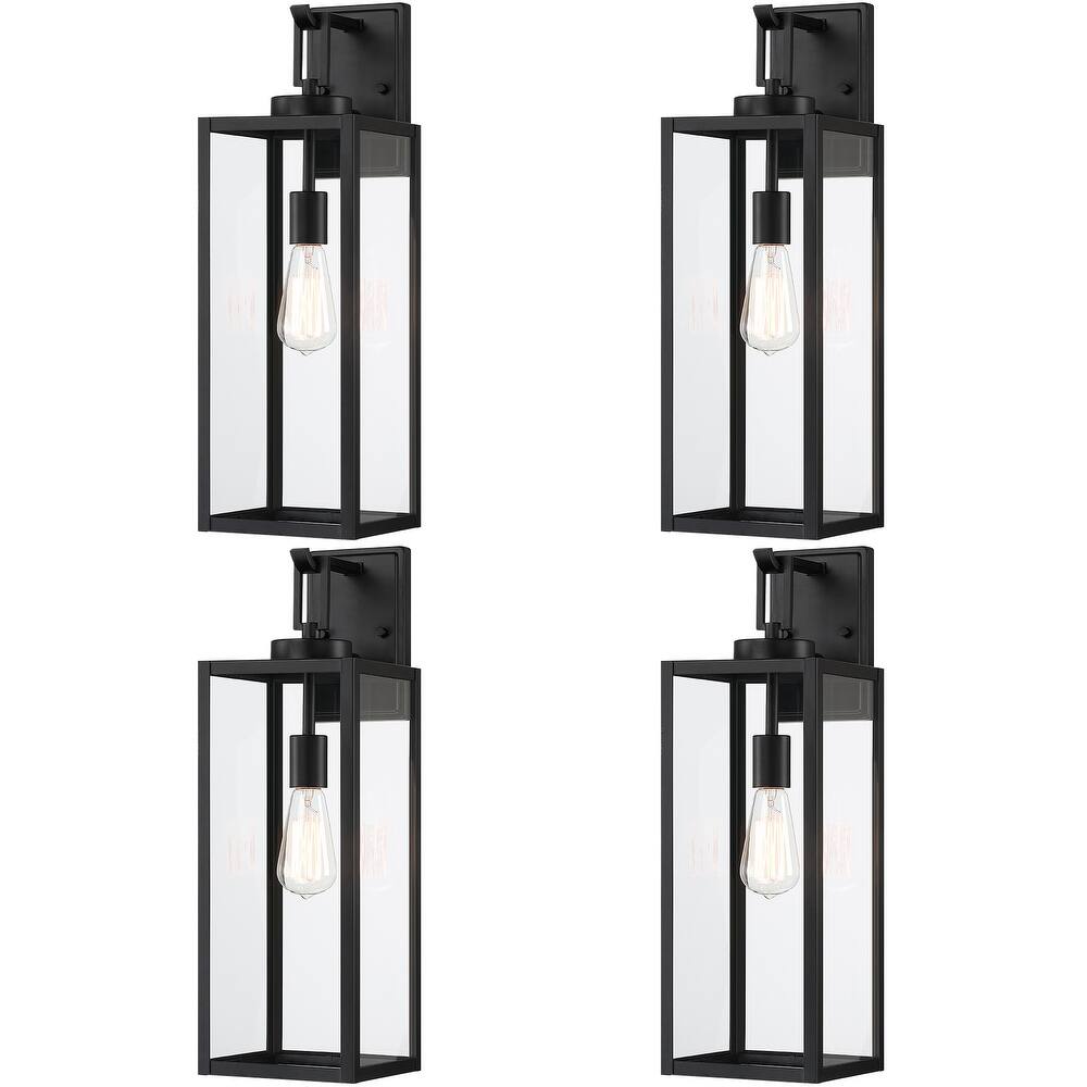 4 Pack 1-Light Matte Black Modern Outdoor Wall Lantern