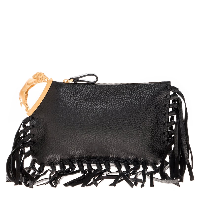 Valentino Clutch with Leather Tassels - Black