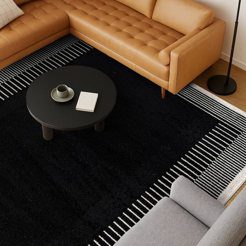 World Rug Gallery Modern Abstract Bordered Area Rug for Living Room, Bedroom, or Entryway - Low Pile Indoor Rug