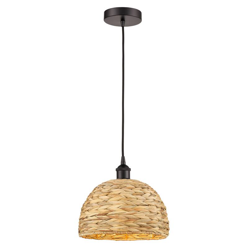 Innovations Lighting Endless Possibilities Edison - Woven Rattan - 1 Light 12" Cord Hung Mini Pendant