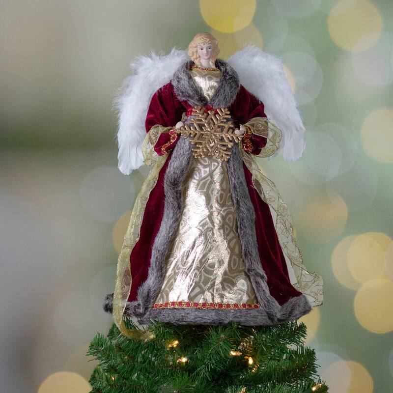 18" Lighted Angel in a Dress Christmas Tree Topper - Warm White Lights